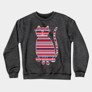 Striped Animals Cat Stripes Red and Blue Crewneck Sweatshirt